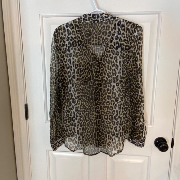 Givenchy Animal Print Silk Blouse leopard cheetah sheer 33518 - Picture 6 of 10